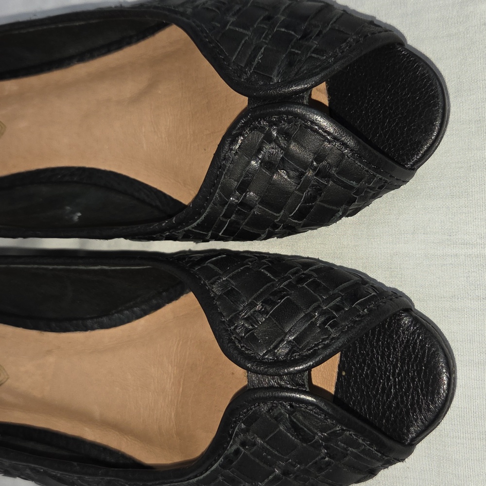 ELLIOTT LUCA Black Woven Tomasia Dress flats Peeptoe Size 8 38 1/2